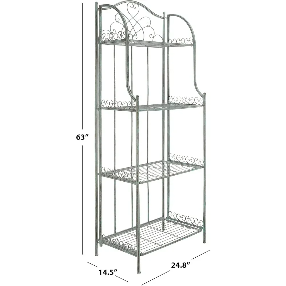 Outdoor Collection Antique Dark Green Wrought Iron 4-Tier Baker's Rack|