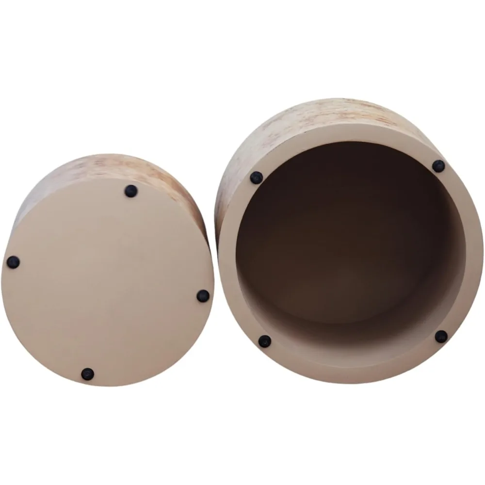 kevinplus runder verschachtelter Couchtisch, kleiner Couchtisch im Bauernhaus, moderner Beistelltisch, 2er-Set für Wohnzimmer, Schlafzimmer,