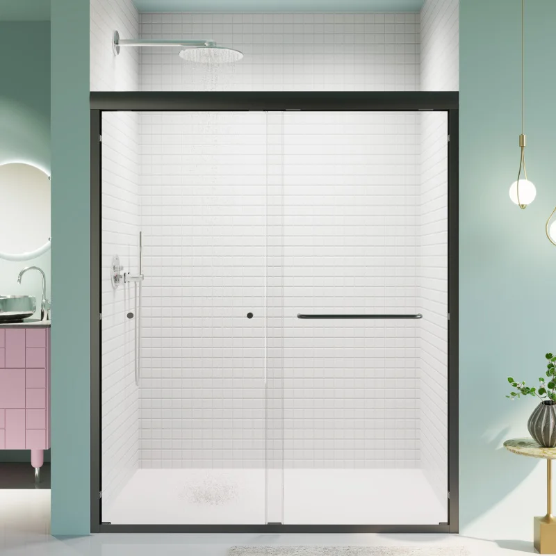 

56"-60"W*72" H Semi-Frameless Double Sliding Shower Door, Bypass Shower Door, 1/4" (6mm) Thick SGCC Tempered Glass Door, Ma