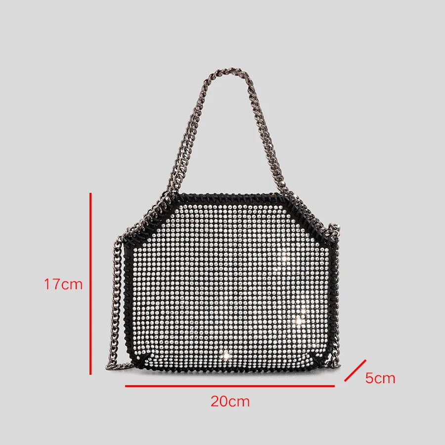 Texture Rhinestone Handbag Diamond Ins Dinner Armpit Shoulder Bag Women Full Luxury Messenger Leather