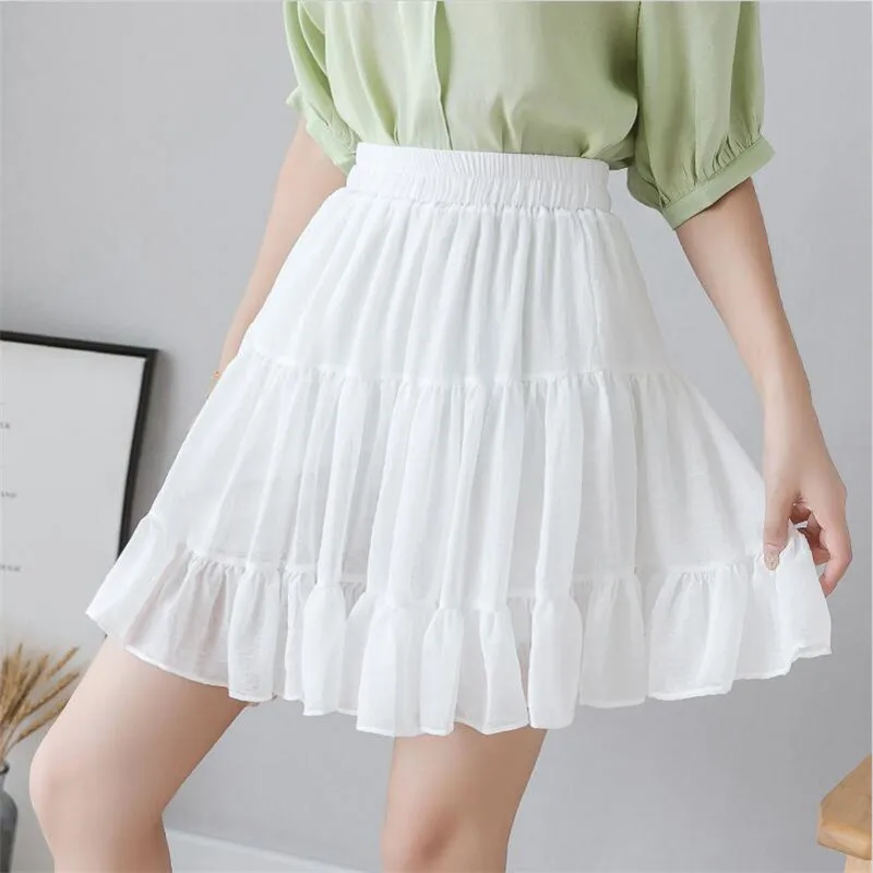 Korean Style Women Summer New Fashion High Waist Short Skirt soft breathable Cute Pleated Mini Skirts Holiday Beach Skirts
