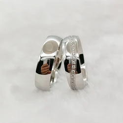 Marriage Alliances Cz Eternity Couple Wedding Rings For Men And Women Silver Color Stainless Steel Jewelry No Rust/fade