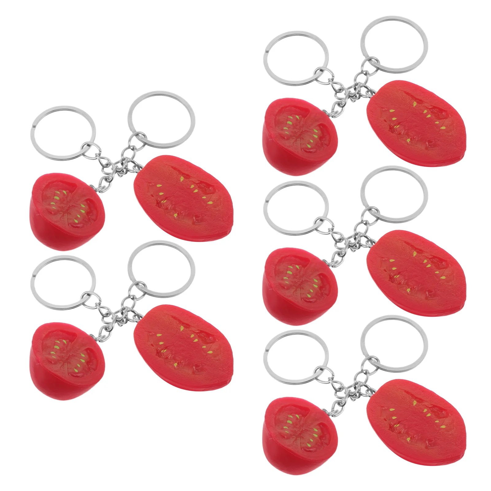 

10Pcs Half Cherry Tomato Keychain Pendant Funny Mini Simulated Fruit Key Holder Lightweight Purse Charm for Bags Handbag