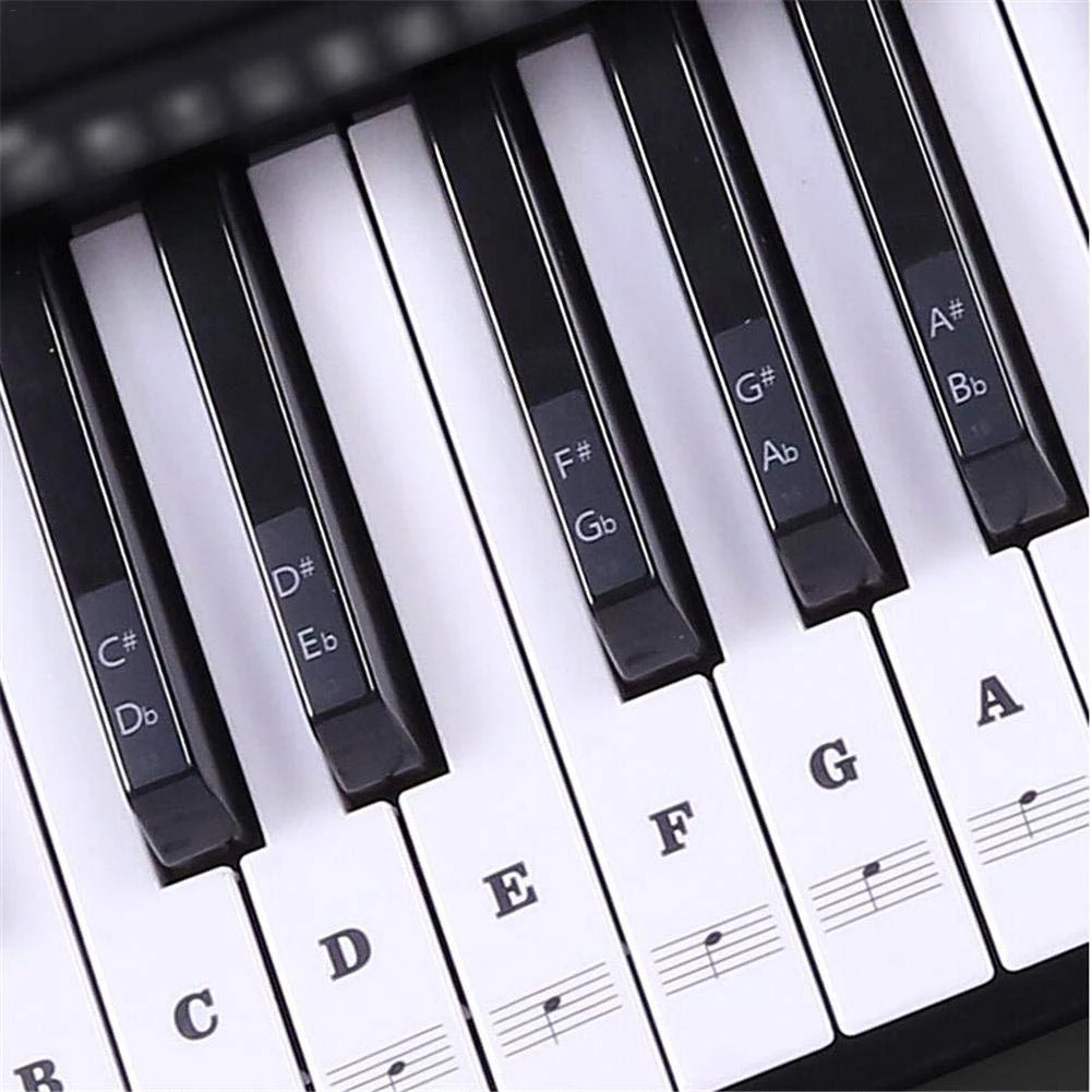 ABLB-88 Keys 61 Keys 54 Keys Transparent Piano Keyboard Stickers Electronic Keyboards Stickers Tabs Musical Notes Key Stickers