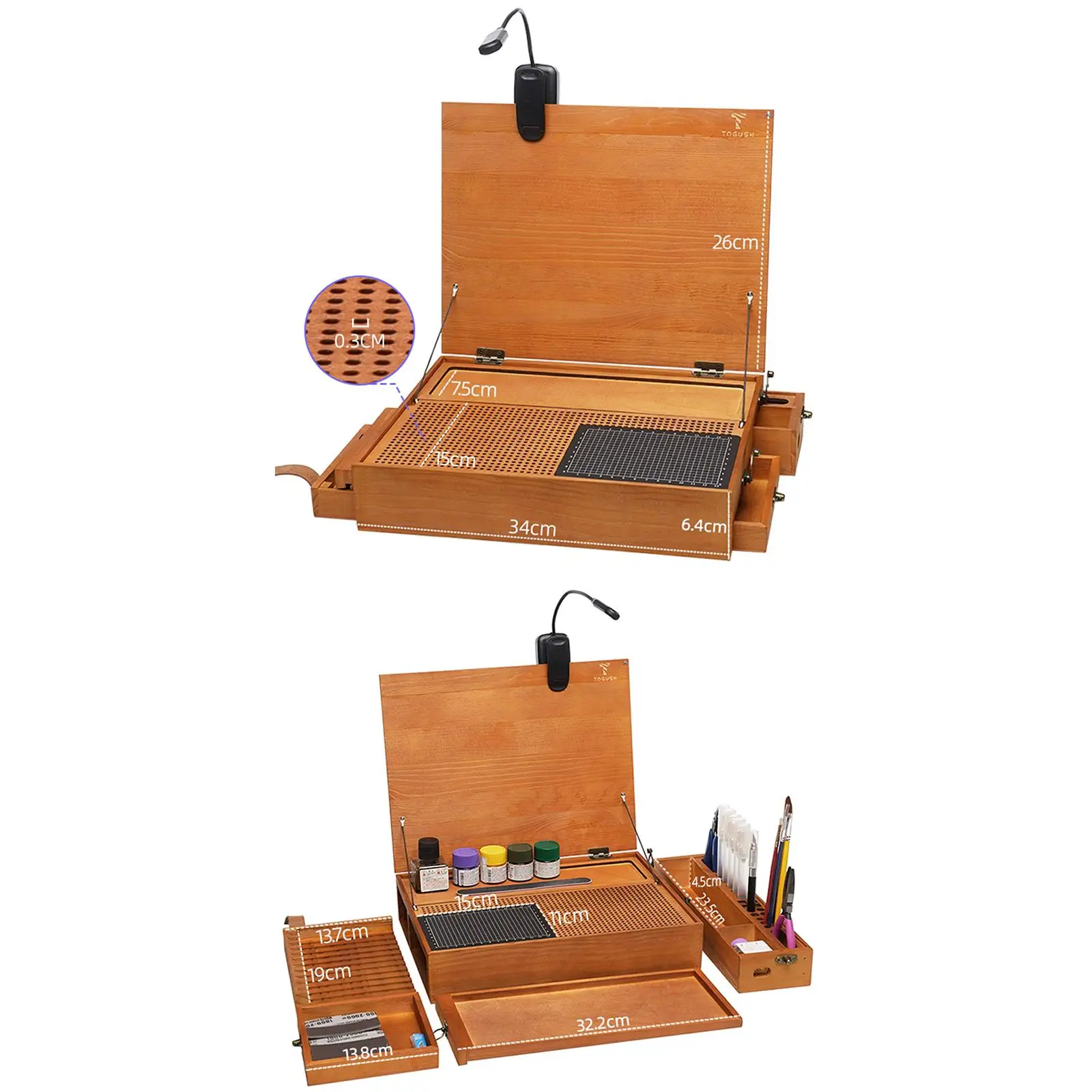 Stół warsztatowy do modelarstwa, przenośny organizer z matą do cięcia, stół roboczy z oświetleniem do polerowania, kolorowania, tworzenia modeli