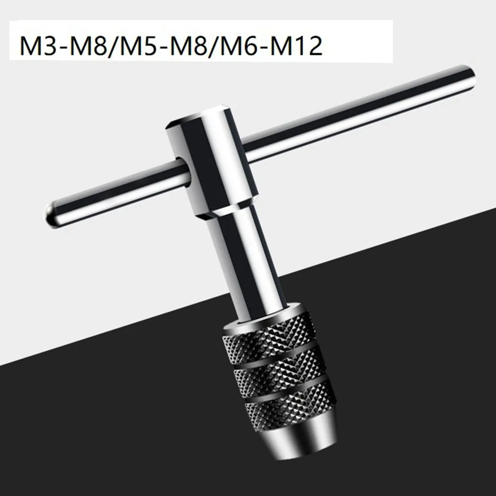 Ratschen-Windeisen, verstellbarer T-Typ-Windeisen, Handgewinde-Windeisenhalter für M3-M6/M5-M8/M6-M12, Schraubenschlüssel aus Chrom-Vanadium-Stahl