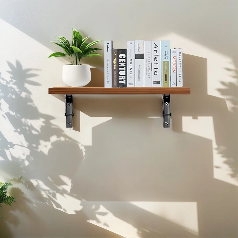 

2Pcs Collapsible Shelf Bracket Stainless Steel Wall Mounted Shelf Bracket Multi-Function Floating Shelf Brackets for Home Office