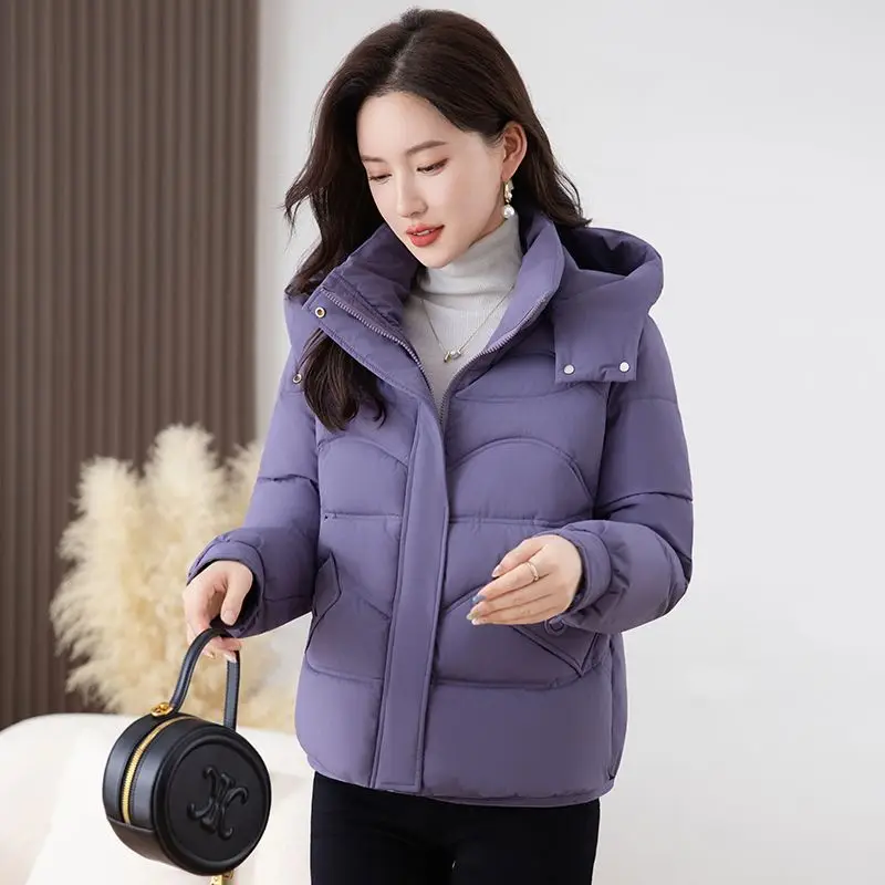 

Hooded Windbreaker Warm Down Cotton Jacket Female Outerwear Fashion Cotton-padded Coat Women Parkas 2026 Winter New Overcoat Top