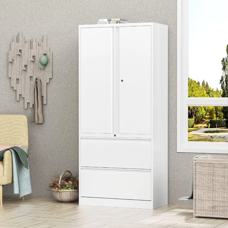 Metal File Cabinet with Lock and Adjustable Shelves 2-Drawer Storage Solution for Home Office or School Locker Ideal for Organi