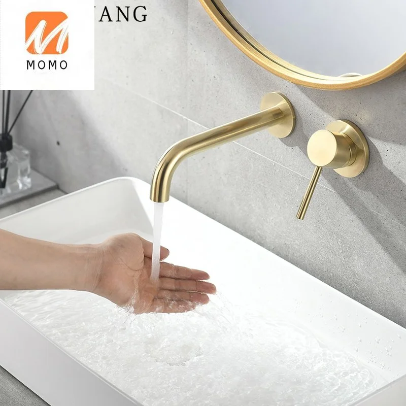 Factory Supply Wall Mounted Brass Valve Core Material And Gold Plating Wash Basin Taps Sink Faucets For Wholesale