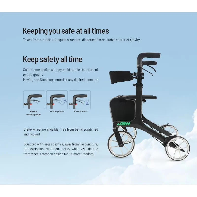 Comfortable and Portable Aluminum Rollator Walker for Seniors