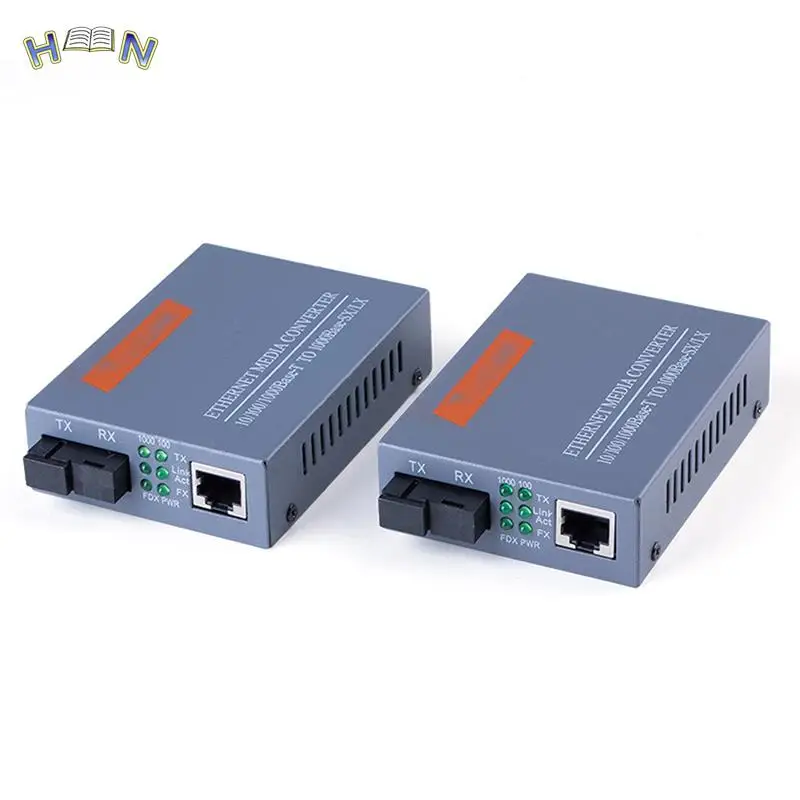 1 Pair HTB-GS-03 A/B Gigabit Fiber Optical Media Converter 1000Mbps Single Mode Single Fiber SC Port 20KM External Power Supply