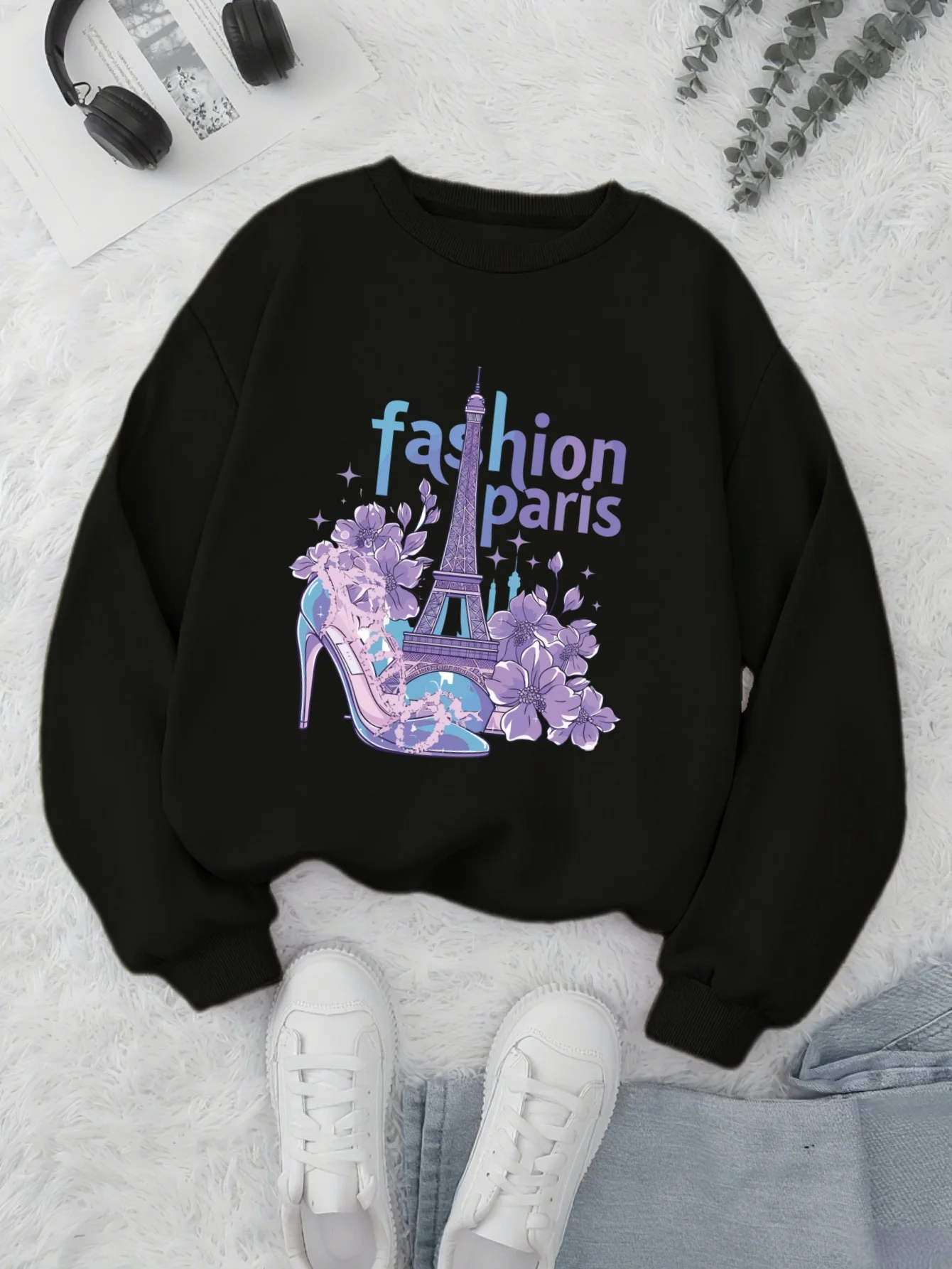 

Fashion Paris Graphic Printing Autumn and Winter Cotton Men's and Women's Sweatshirts Outdoor Sports Leisure Fashion Trend