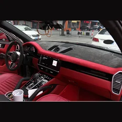 Custom Car Dashboard Cover Wrap in Alcantara for Porsche Cayenne 2018 2019 2020 Car Accessories Dashboard Pad Sticker
