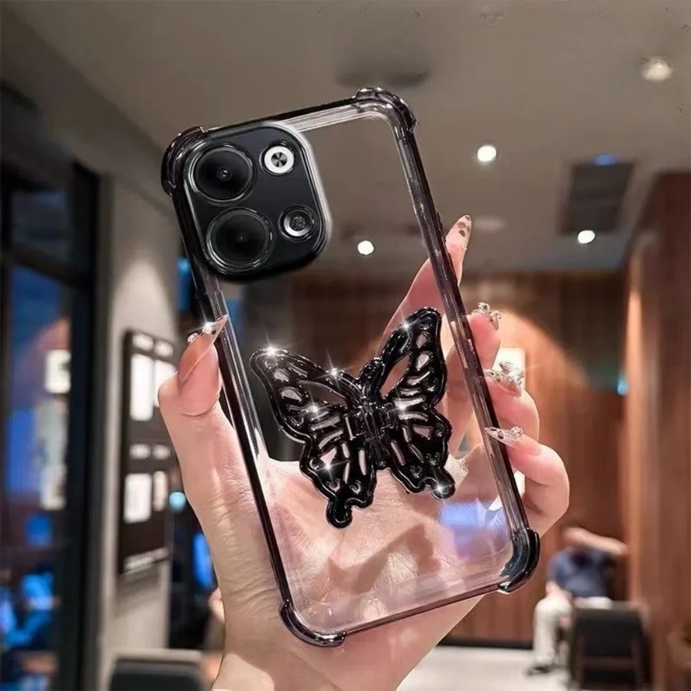 Vlinder Galvaniseren Beugel Telefoon Case Voor Xiaomi Redmi 15C 14C 13 13C Parelketting Zachte Siliconen