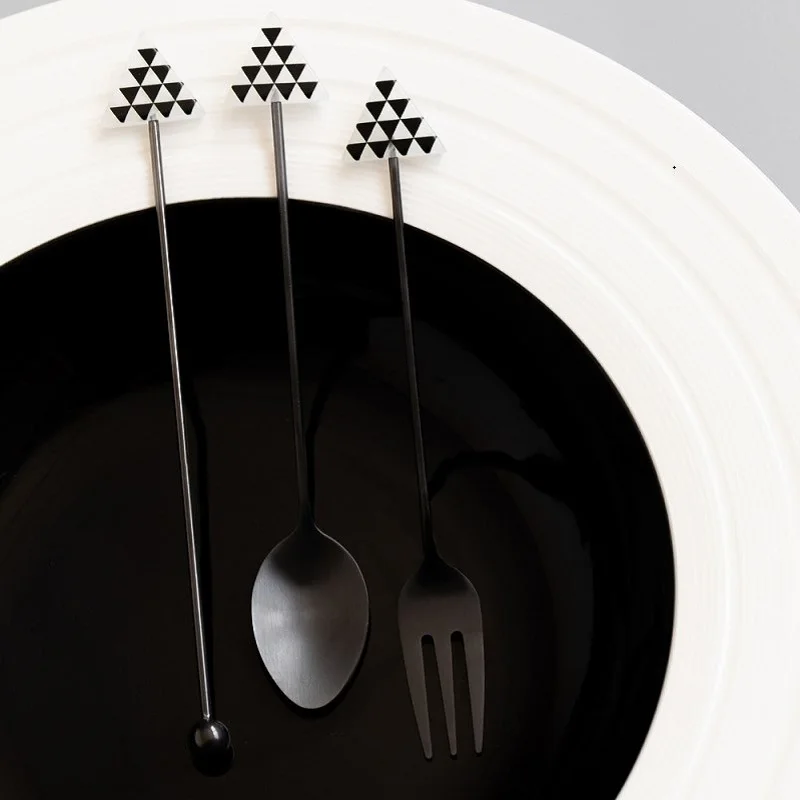 1pc Stainless Steel Stirring Spoon Fork Coffee Cake Dessert Tea Ice Cream Creative Teaspoon Spoon Kitchen Tableware