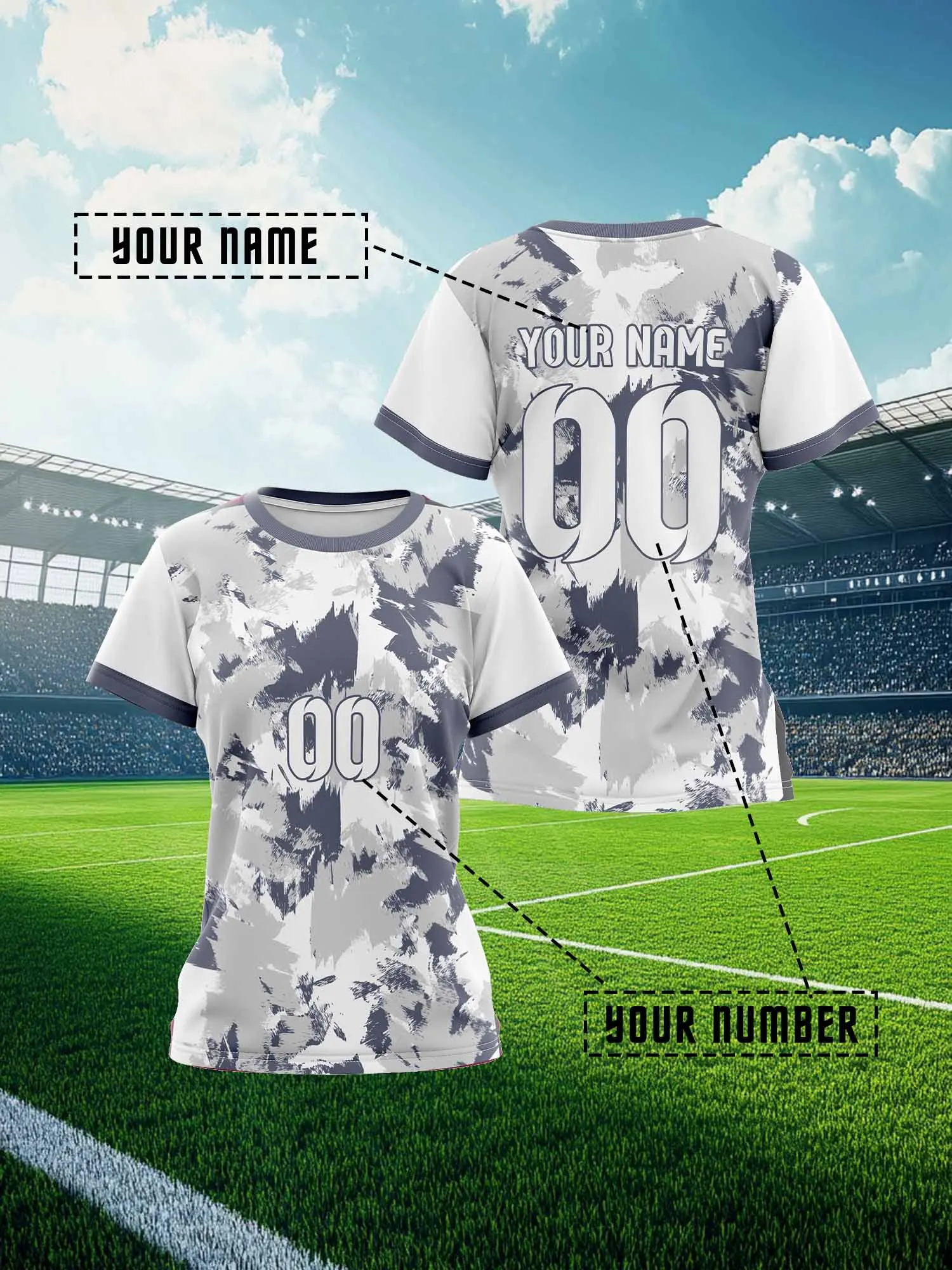 

Женская спортивная футболка с V-образным вырезом на заказ с именем и номером, быстросохнущая, с полной сублимационной печатью, розовая, модная, 2026