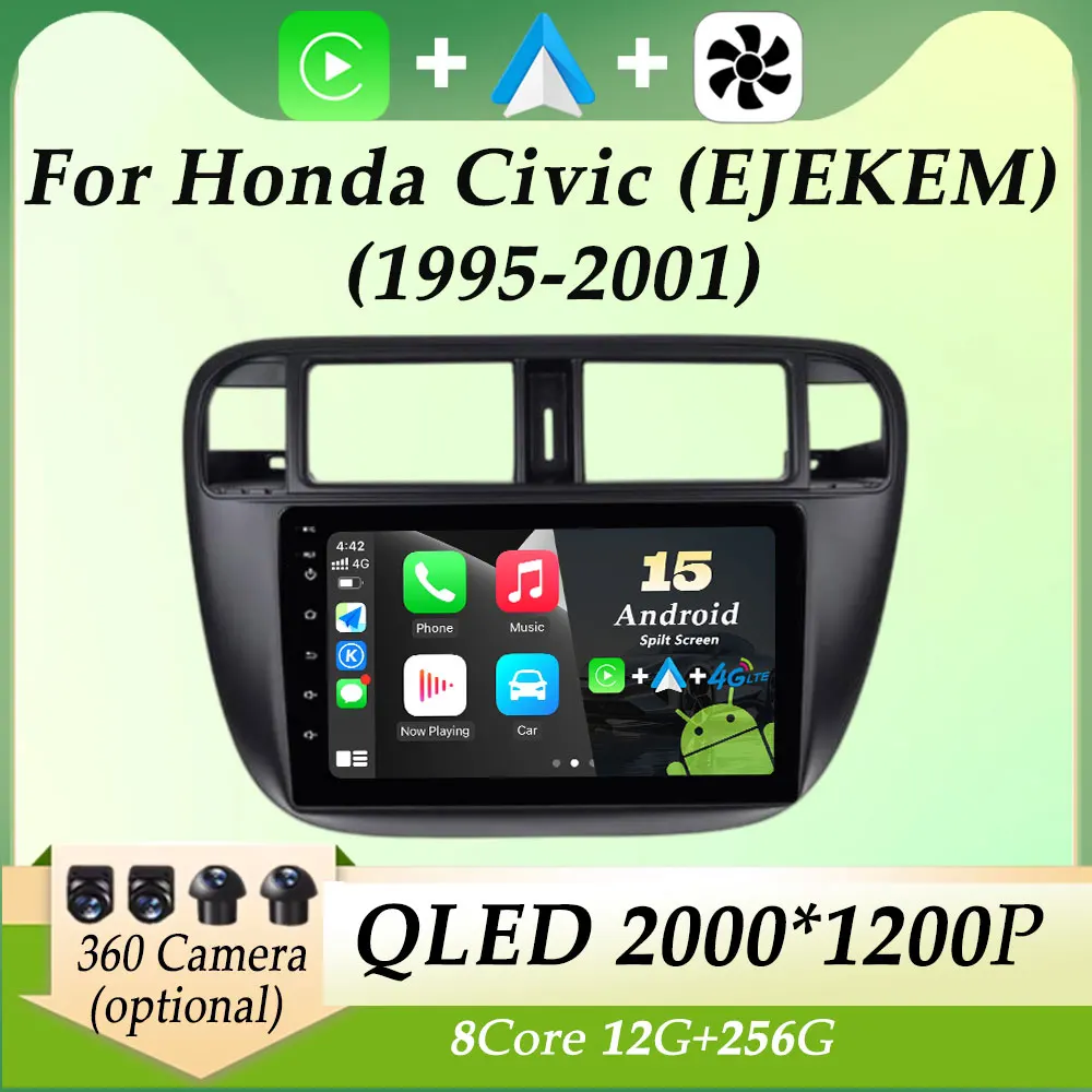 

Для Honda Civic EJEKEM 1995-2001 Автомобильный радиоприемник Видео Аудио Мультимедийный плеер Carplay GPS-навигация Разделенный экран QLED Экран WIFI