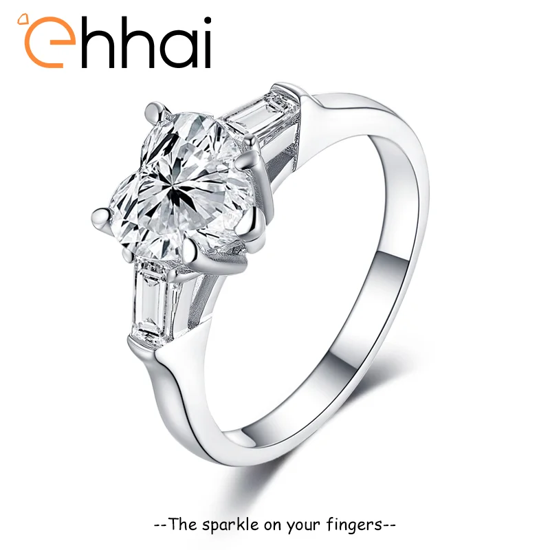

Ehhai настоящее серебро S925 стерлингового серебра Love Heart Cut 2CT циркон обручальные кольца для женщин обручальное кольцо юбилей ювелирные изделия подарки