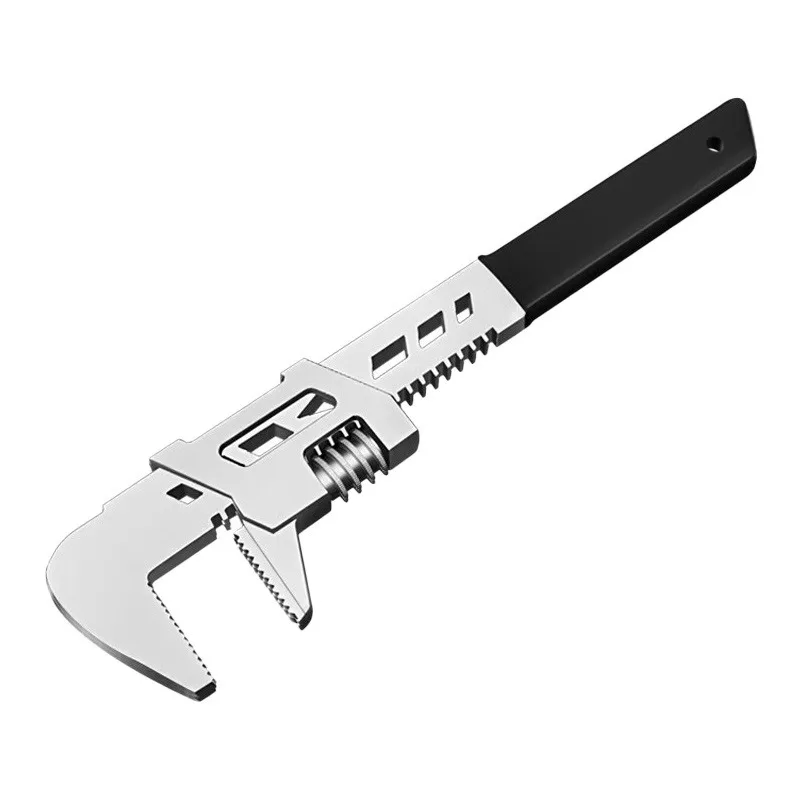 Short Handle Adjustable Wrench Extra Large Opening Self-Locking Spanner Anti-Slip Pipe Wrench for Plumbing Automotive Workshop