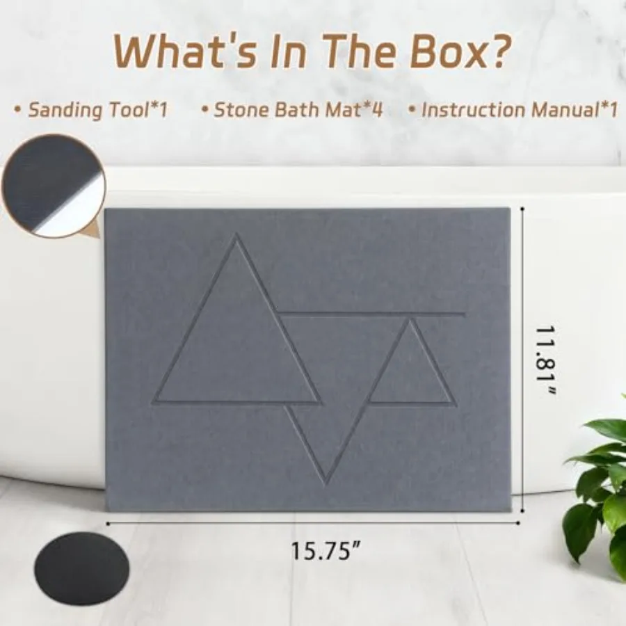 Extra Large Stone Bath Mat for Bathroom, 31.5