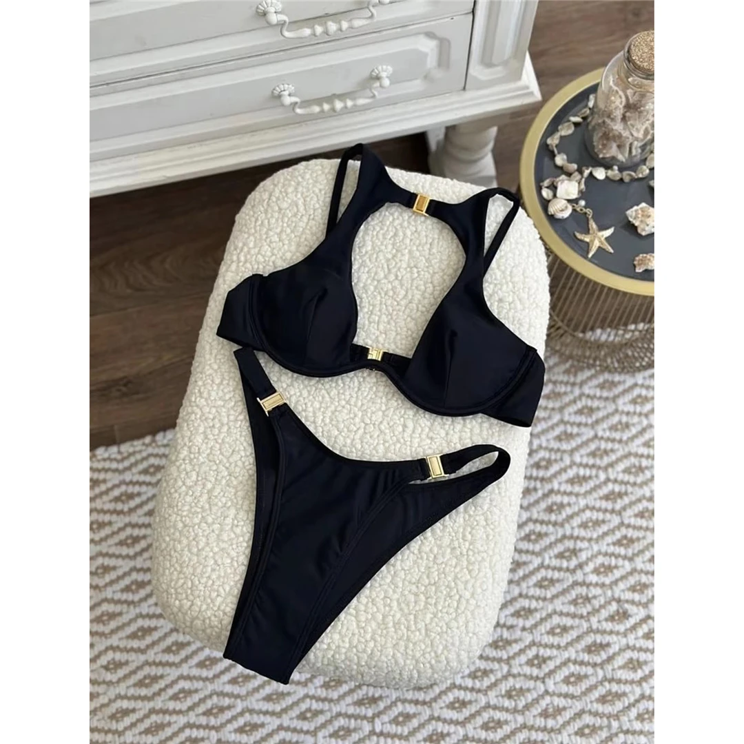 3-teiliges Bikini-Set mit Rock, Bügel-Bikini, Cut-Out-Design, Damen-Badebekleidung, dreiteiliger Bikini, Badeanzug, Badebekleidung, Schwimmbekleidung V7733 – Detail 12