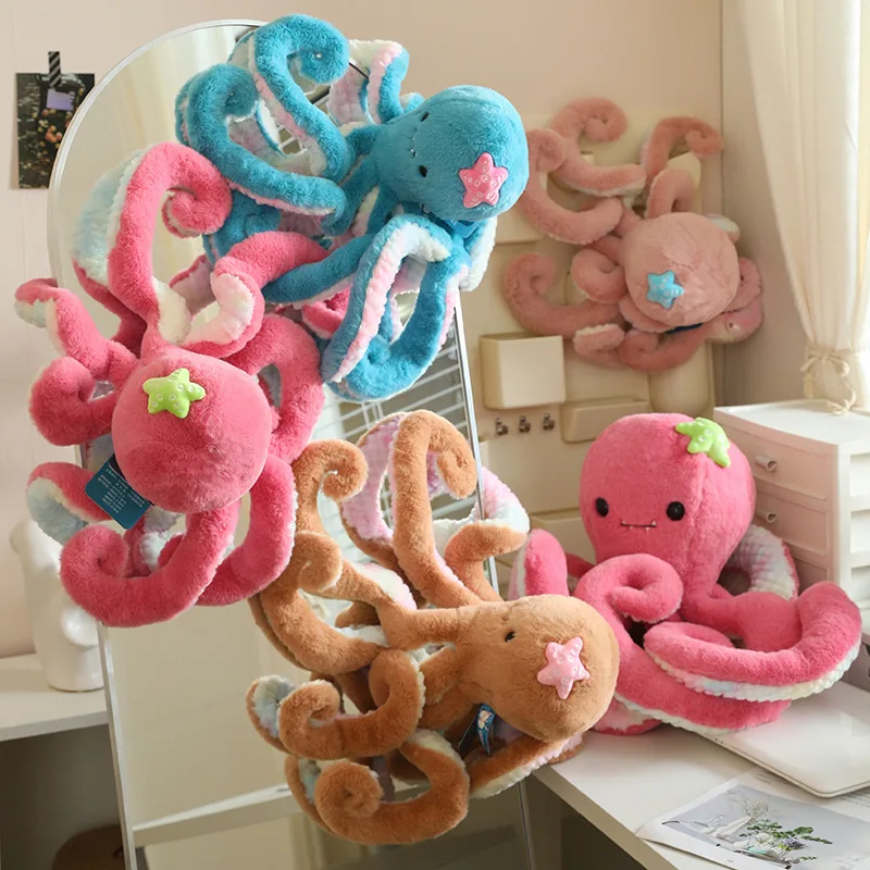 Cartoon Tentacles Large Octopus Plush Dolls With Suction Cups Creatively Designed To Decorate The Walls Of The Home's Mirror TV