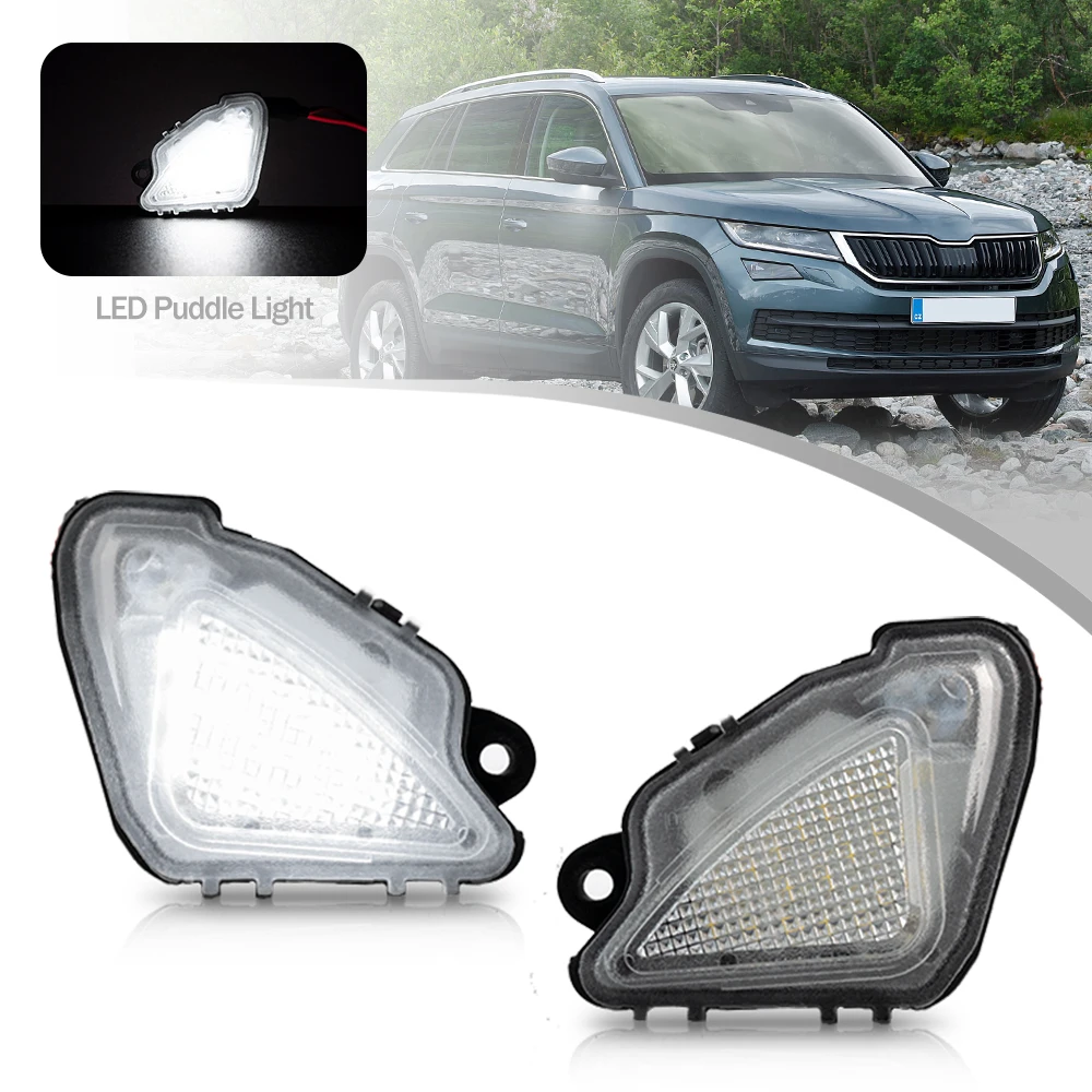 2xLED Under Side Mirror Puddle Light Courtesy Lamp for For Skoda Octavia Superb Kodiaq Karoq 2017-2021 VW T-Roc 2020 #3T0945291A