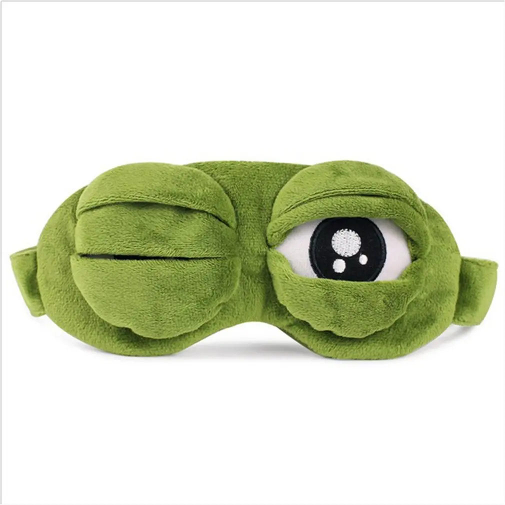Máscara de sono do sapo triste 3D para homens e mulheres, sombra natural para dormir, olho de sombra, venda portátil macia, tapa-olho de viagem