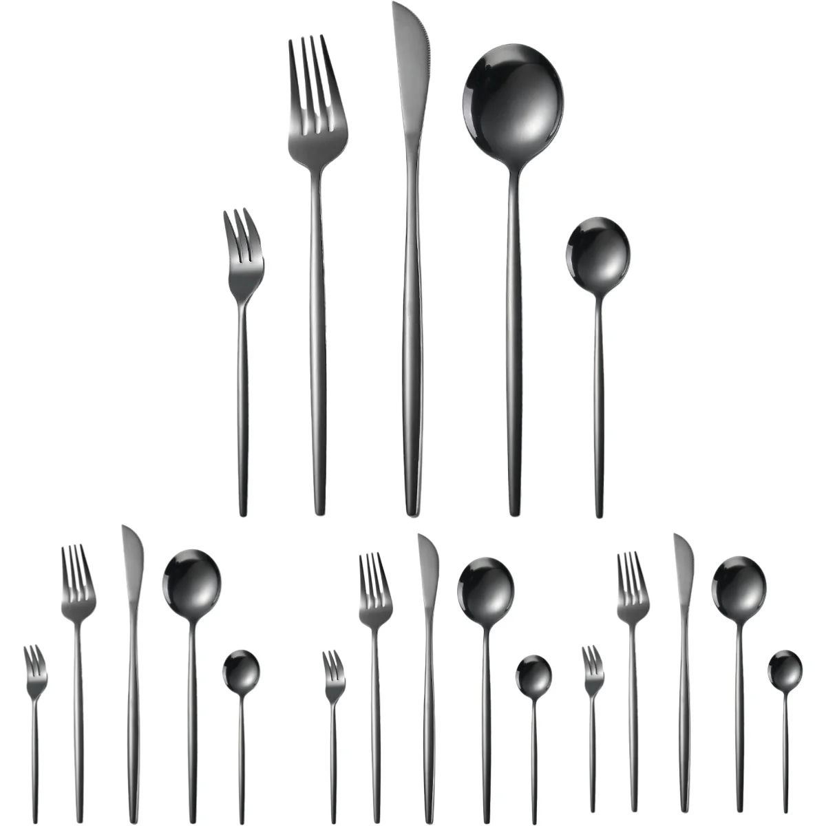 

A · HOUSEWARE 20-Piece Portuguese Black Silverware Set for 4 Stainless Steel Flatware Forks Spoons Knives Cutlery Eating Utensil