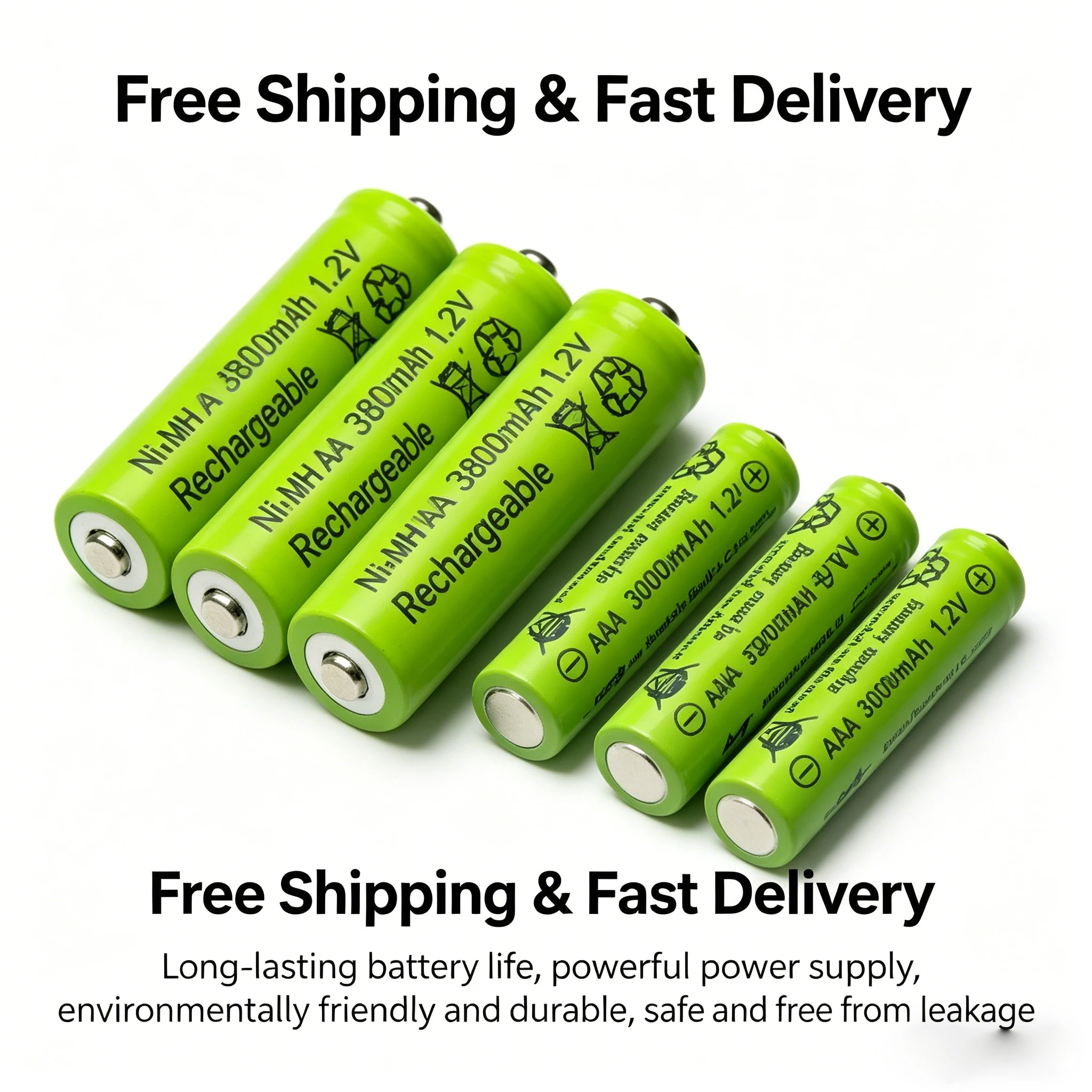 

1.2V NiMH AA AAA Rechargeable Battery 3800mAh 3000mAh Low Self Discharge For Remote Control Toy Clock