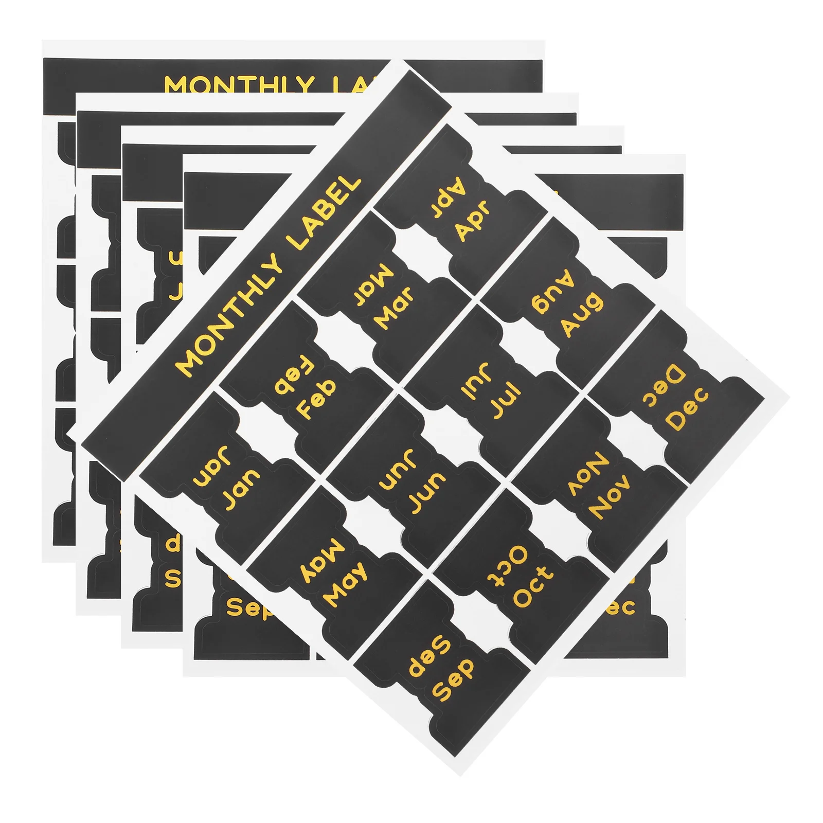 

12 Monthly Gold Foil Stickers Self Adhesive Writeable Label Tabs for Journals Planners Notebooks Calendar Stickers File