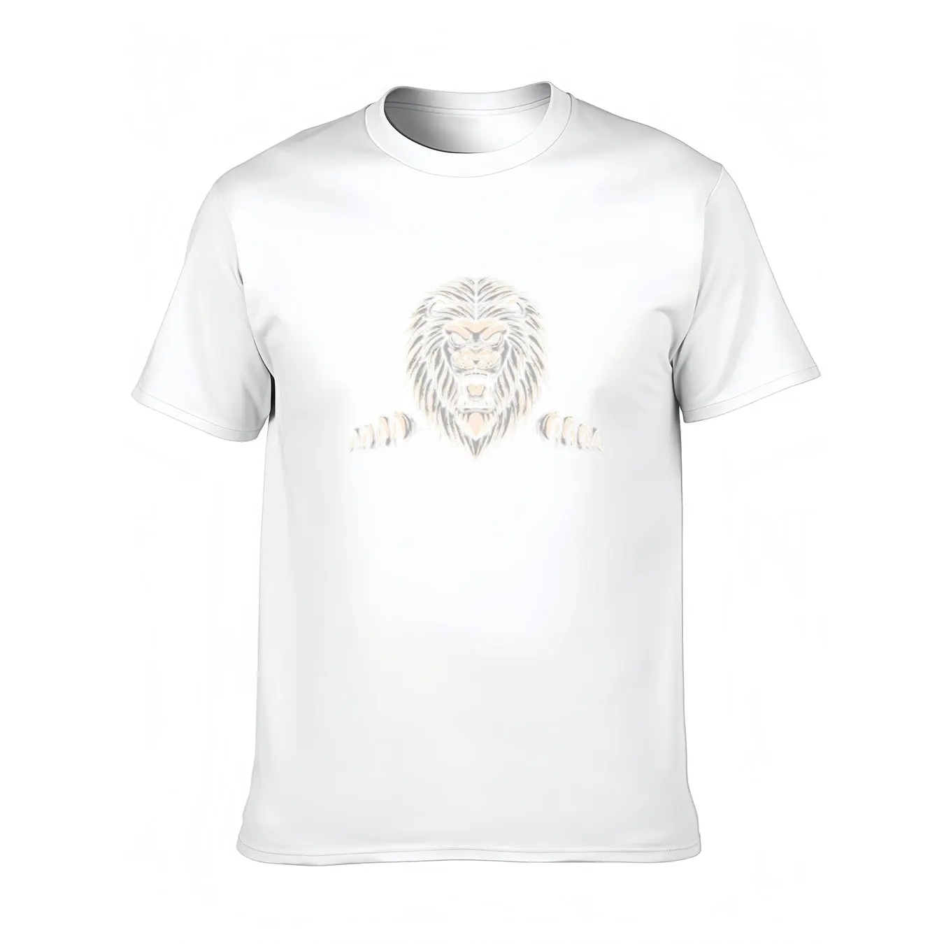 

Men's Pure Cotton Tee With Fierce Lion Head Print, Soft Crew Neck Shirt For Outdoor, Christmas Gift