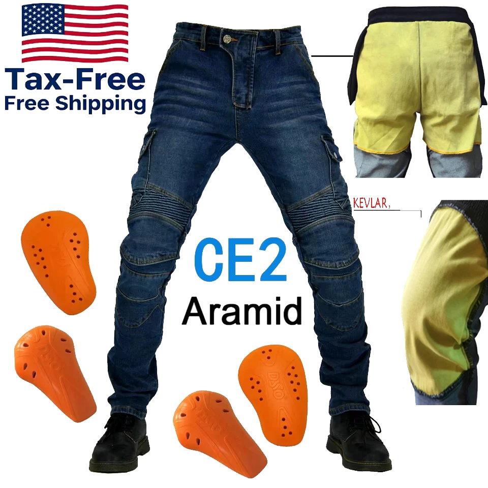 

Aramid Motorcycle Pants Men CE Certified Cargo Jeans All Season Protective Riding Trousers S M L XL 4XL 5XL