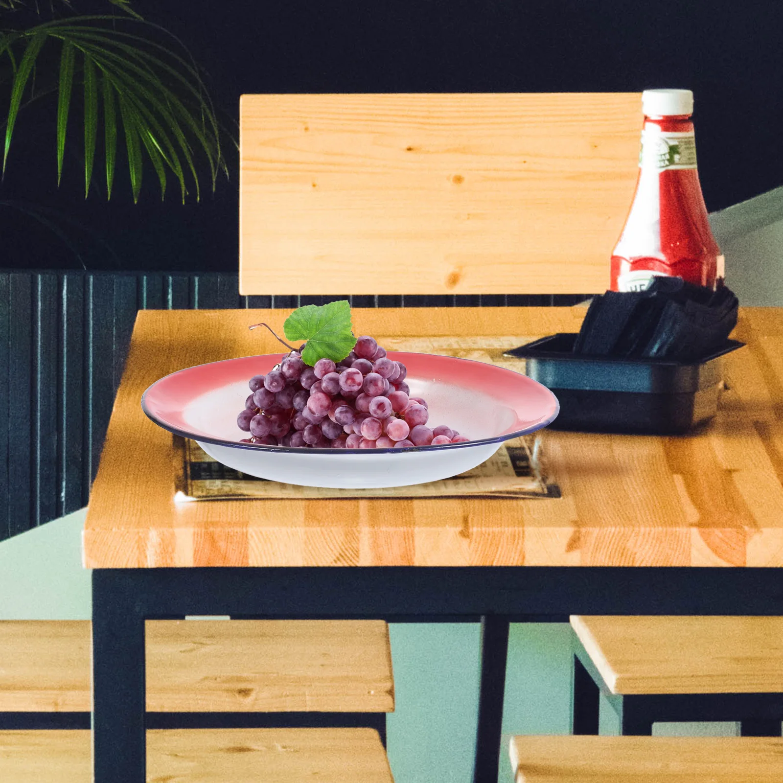 

3Pcs Creative Enamel Plate Eco Friendly Long Service Fruit Snack Salad Enamelware Plate Enamel Dish Food Dish Food Container