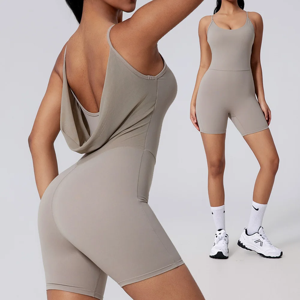 

Женская спортивная одежда, комбинезоны для йоги, короткие комбинезоны, женский комплект для йоги, сексуальный цельный спортивный бюстгальтер для тренировок в тренажерном зале, фитнес-костюм с открытой спиной