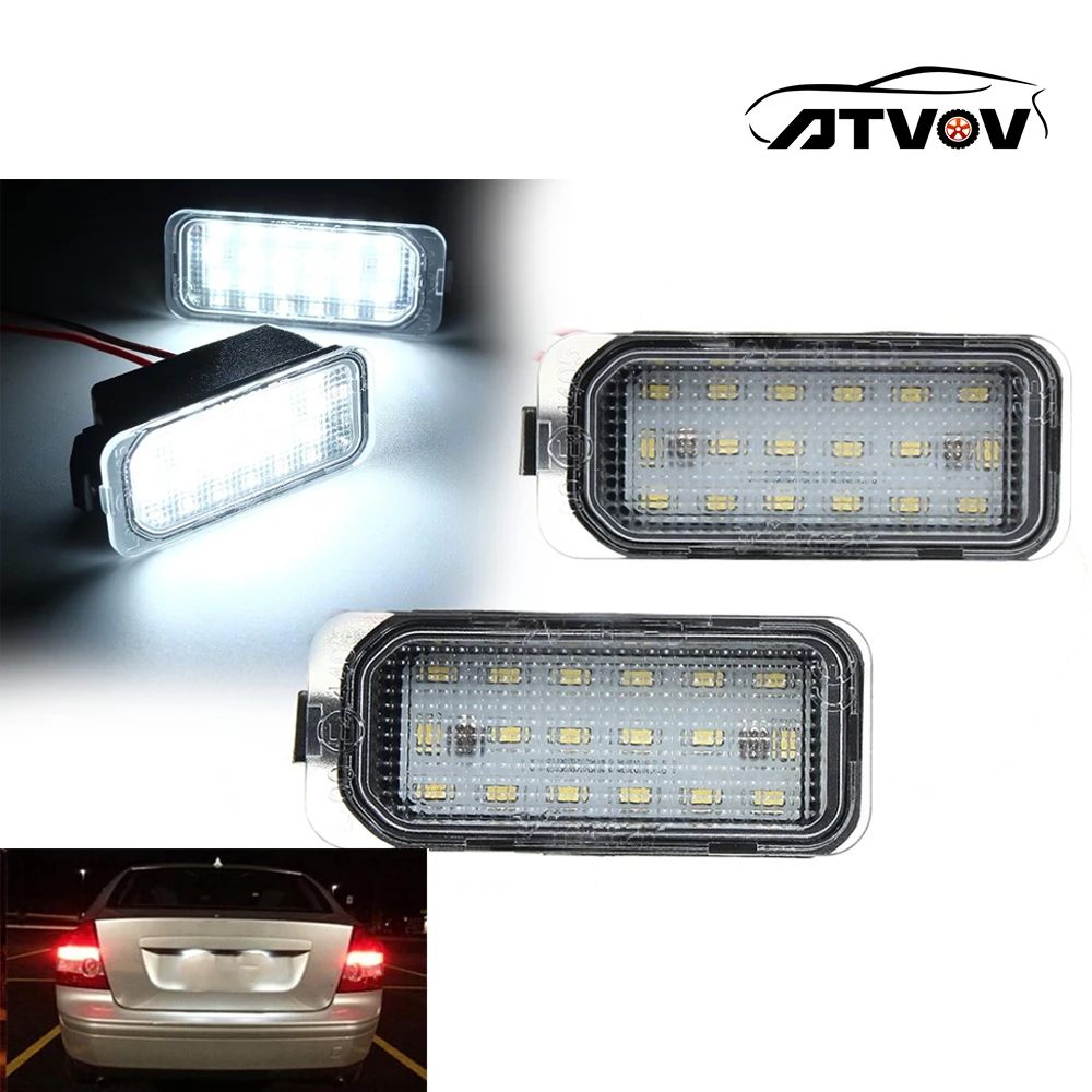 ATVOV 2pcs 18 LED License Number Plate Light Lamp For Ford Focus Kuga C-Max S-Max Mondeo MK4 MK5 MK2 Fiesta Jaguar