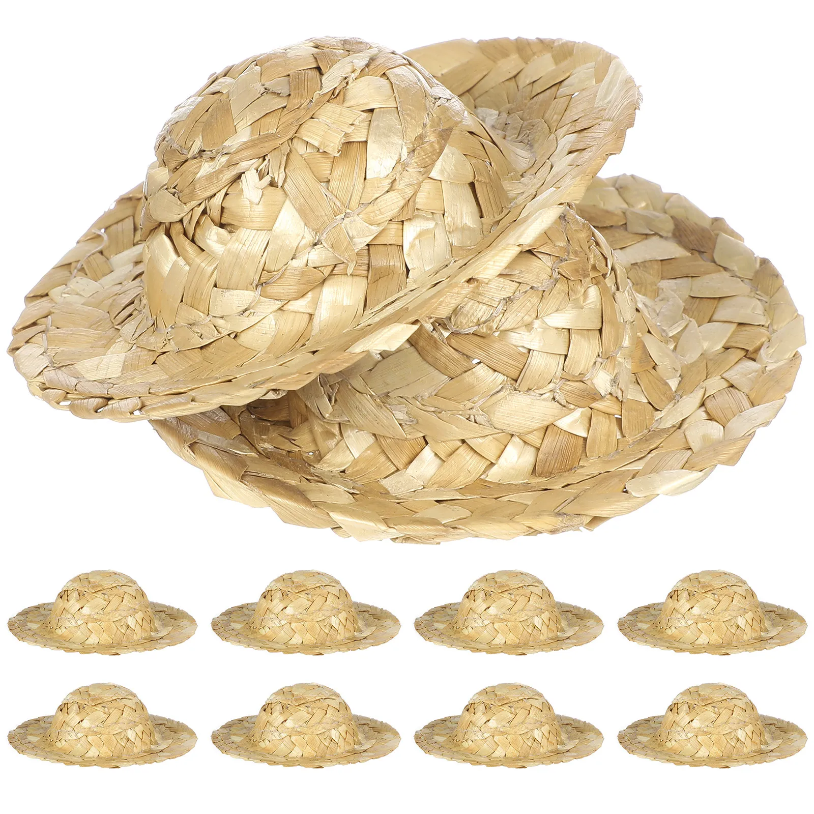 

10 шт. 9-сантиметровых мини-шляпок из соломки ручной работы, премиум-класса, из гипоаллергенного материала, для декора, подарков на вечеринки, рукоделия, поделок, головных уборов
