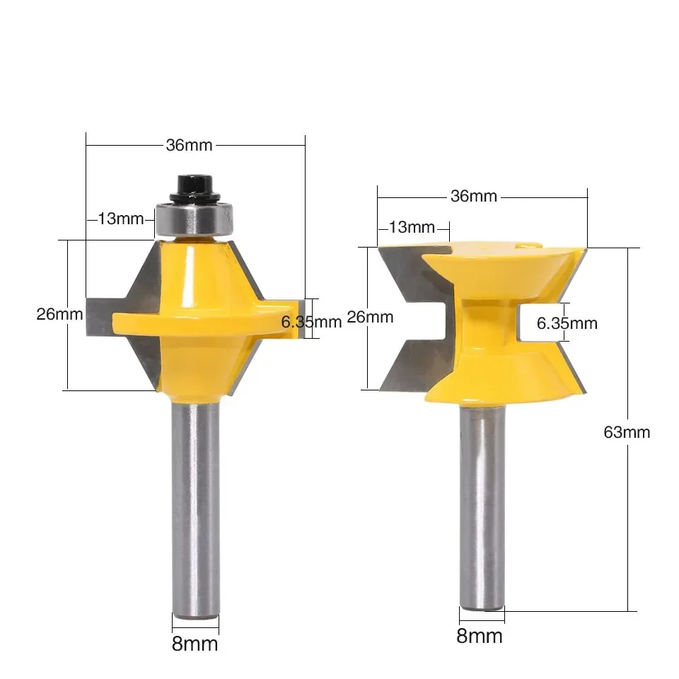 2 ชิ้น/เซ็ต 8MM Shank Milling เครื่องตัดไม้แกะสลัก 120 องศา Woodworking Groove Chisel เครื่องตัดเครื่องมือ Router บิตชุด T-Slot เครื่องตัด