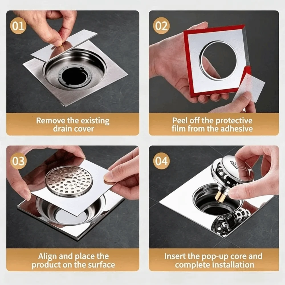 Stainless Steel Floor Drain Cover Foot Press Spring Core Floor Drain Stopper Sealing Structure Backflow Preventer