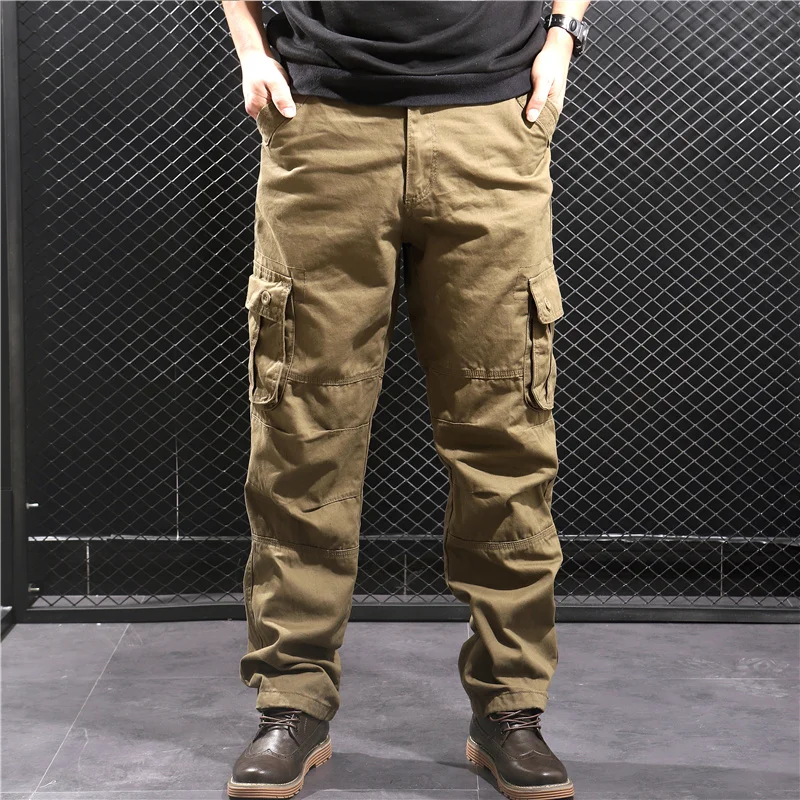 

Мужские дизайнерские модные повседневные свободные брюки-карго с несколькими карманами, универсальные тонкие брюки для отдыха с четким дисплеем, тканевые брюки высокого качества