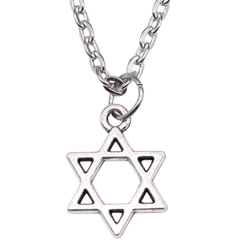 1pcs Hexagram Star Of David Long Necklace Accesories Vintage Jewelry Gift Chain Length 43+5cm