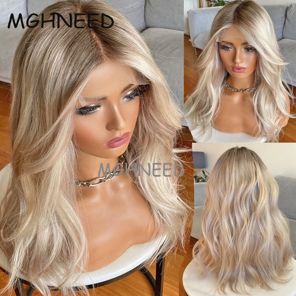 Renda wig Frontal Ombre Brwon pirang 13x6 rambut manusia Virgin 360 wig renda UNTUK WANITA garis rambut alami