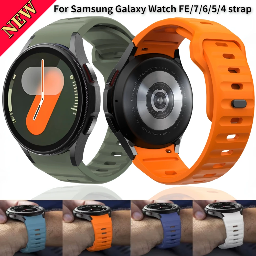 Sport Silicone Strap for Samsung Galaxy Watch FE/7/6/5/4 44mm 40mm Bracelet No Gap for Watch 6 4 Classic 47mm 43mm 46mm Correa