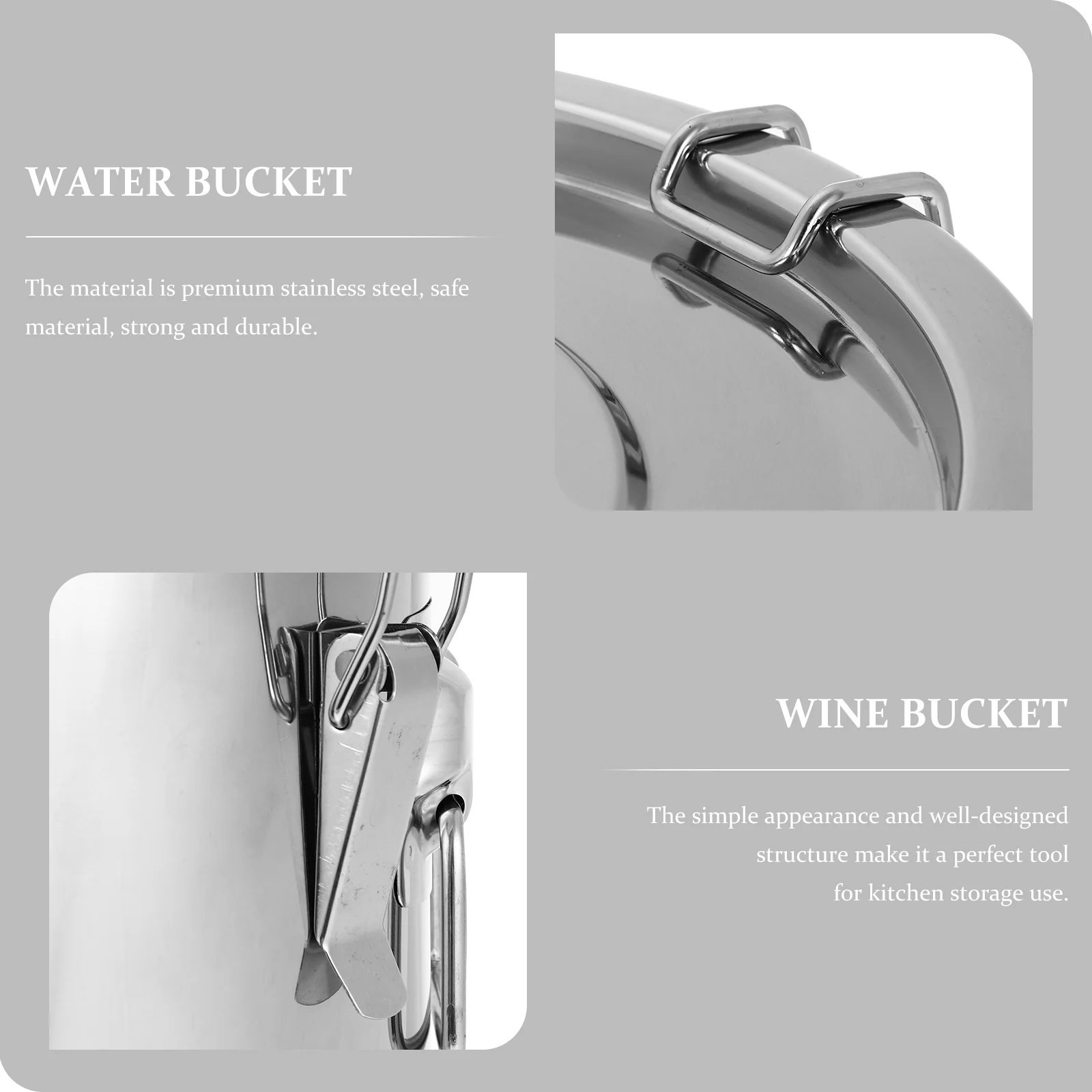 

1Pcs Stainless Steel Rice Holder Thick Sealing Large Capacity Multipurpose Kitchen Storage Bucket for Grain Flour Milk