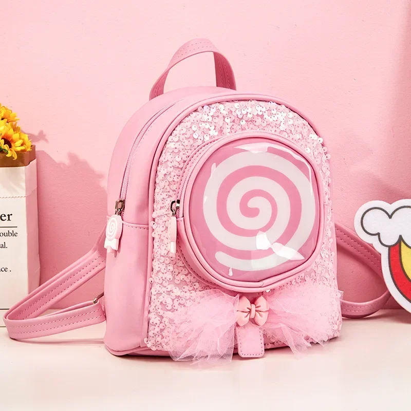 Cute Girls Lollipop Glowing Backpack Kids Candy Design LED Light Fashionable Children's Backpack Suitable for Girls As Gifts