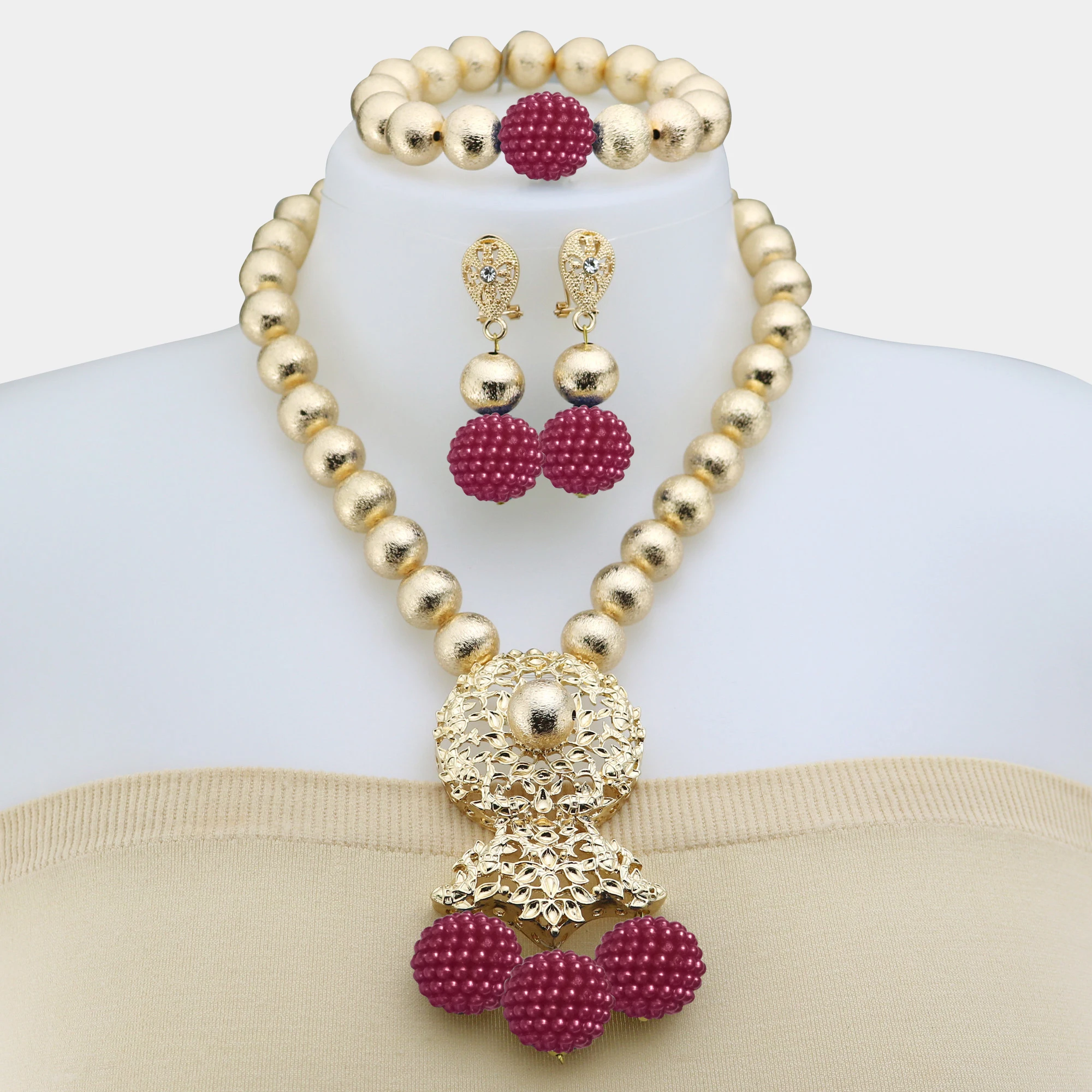 Luxury Necklace New Design African Wedding Jewelry Set High Quality Artificial Necklace Jewelry  Women Necklace Nigeria Bride image 2