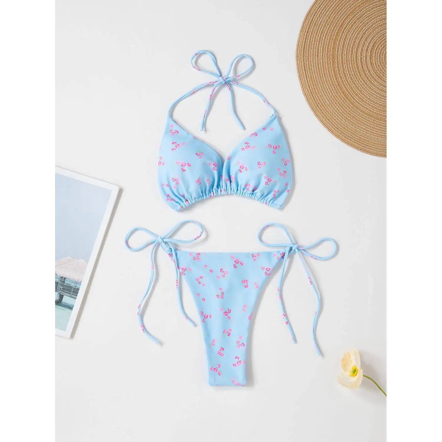 Faionable minceur couleur Pure maillot de bain bikini Sexy noeud conception pour dames à la mode Sli maillots de bain décontracté Spor maillot de bain