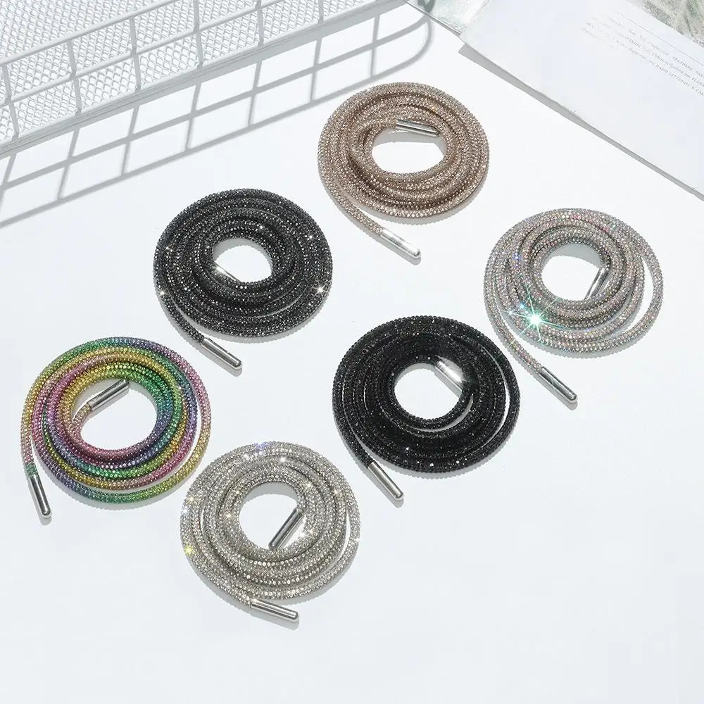 1PC Fashion Drawstring Cross Braiding Strap Rhinestone ShoeLaces Bright Strings Shoe Laces Sneakers Laces