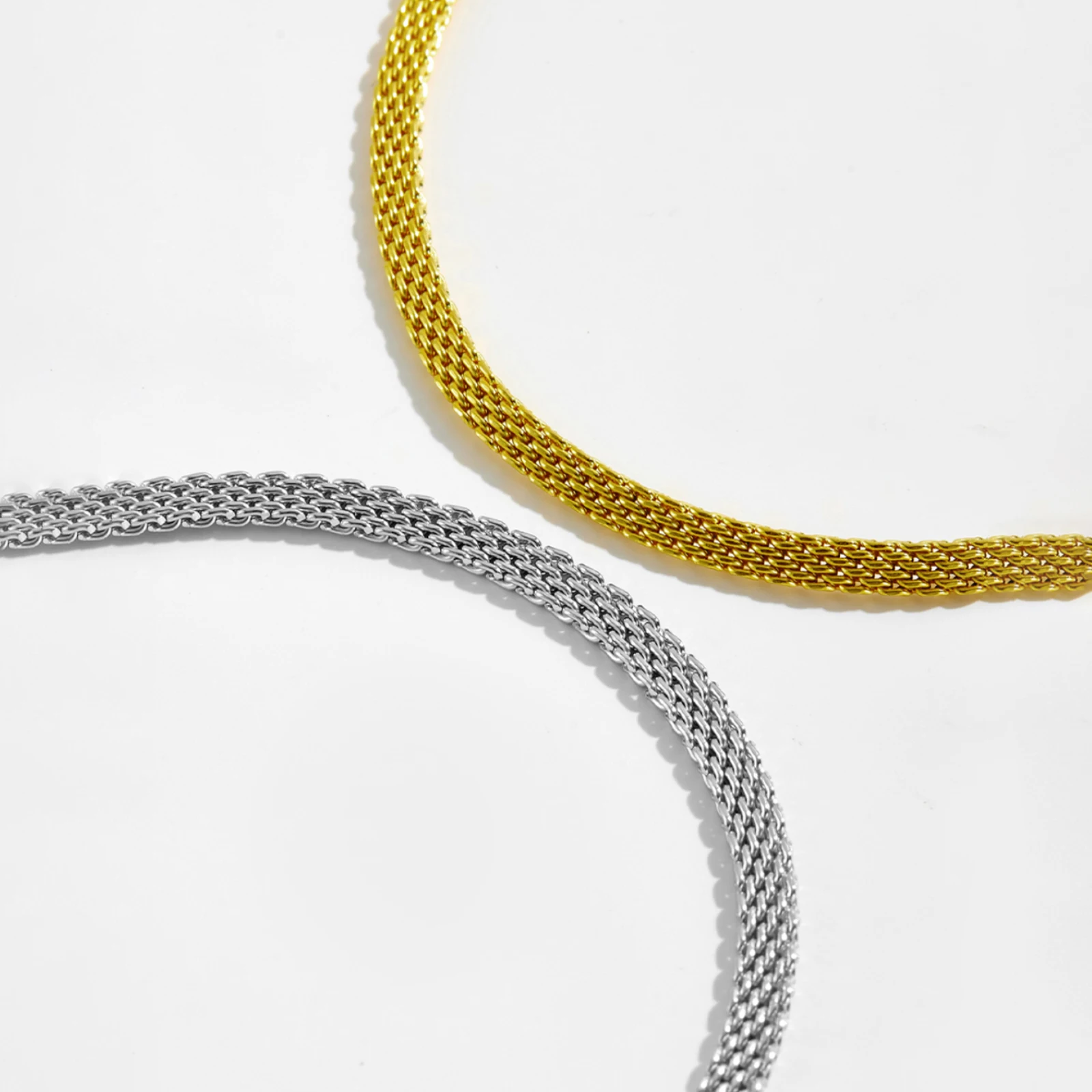 ANDYWEN 925 Sterling Silver Gold Woven Twrist Chain Necklace Bracelet Women Luxury Long Slme Jewelry Rock Punk Jewels For Women